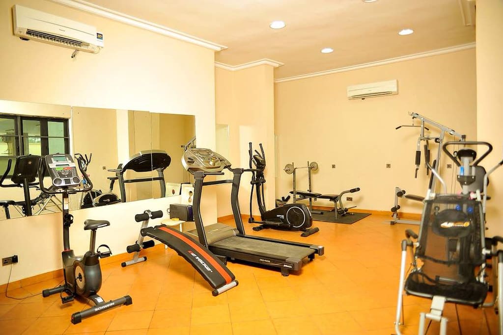 The gym Area. it has various gym equipment.