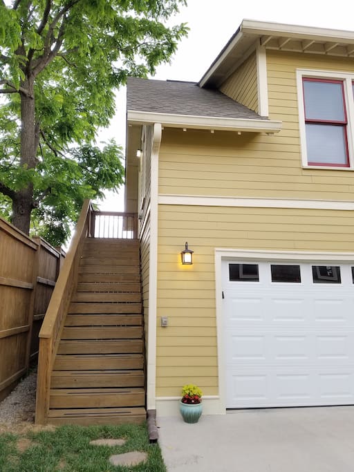 Access the suite through the backyard and up these stairs