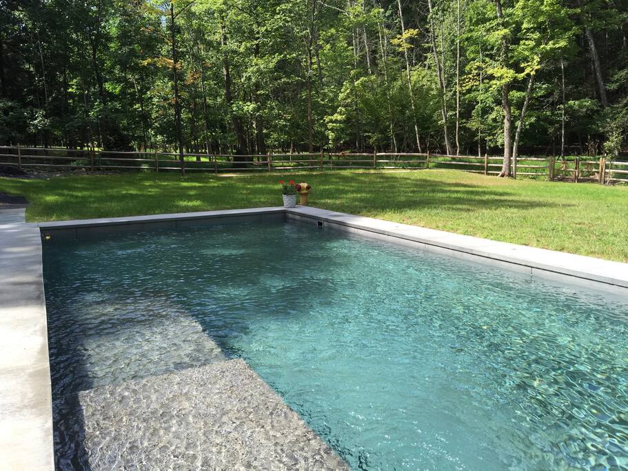 The pool with the boules (baci) court in the background