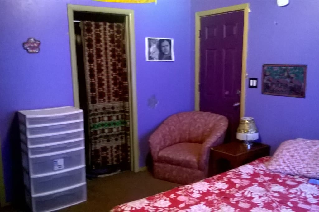 chair is blocking door to outside, I moved it across the room after this photo