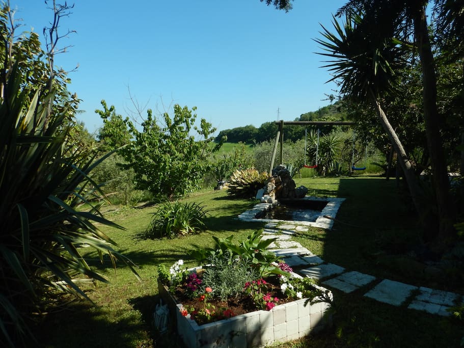 giardino con vasca pesci