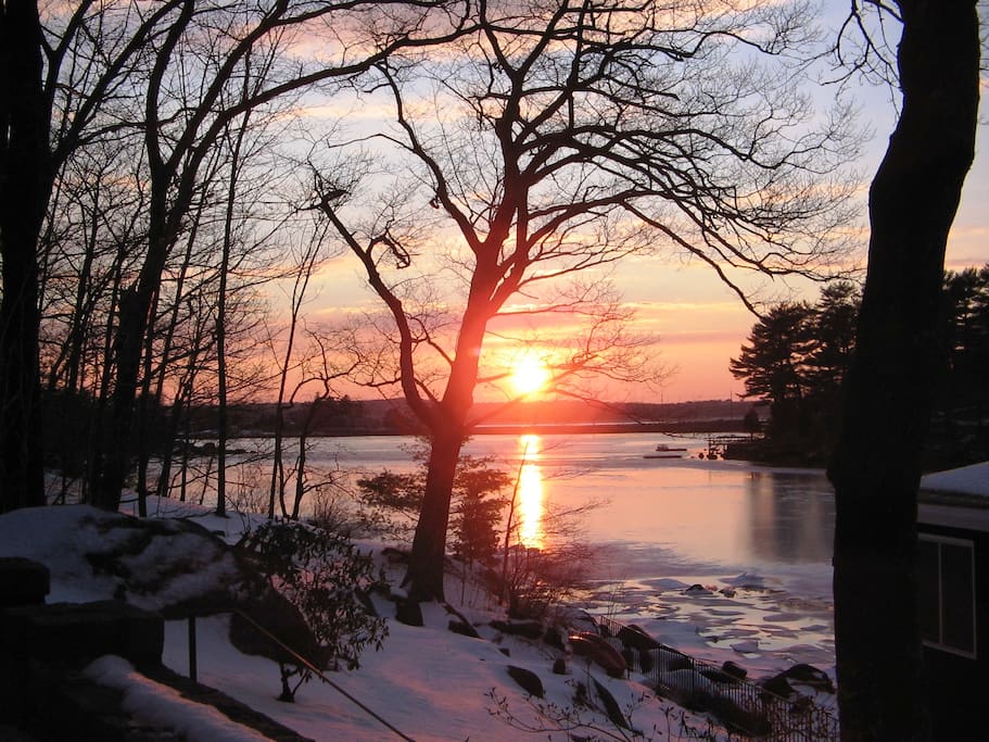 Water's Edge-Winter Sunset over Goose Cove.