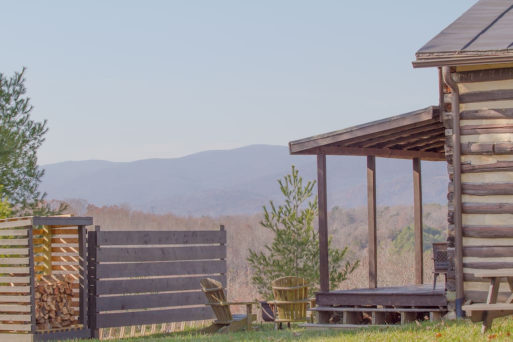 Wood pile & sideview of Front porch