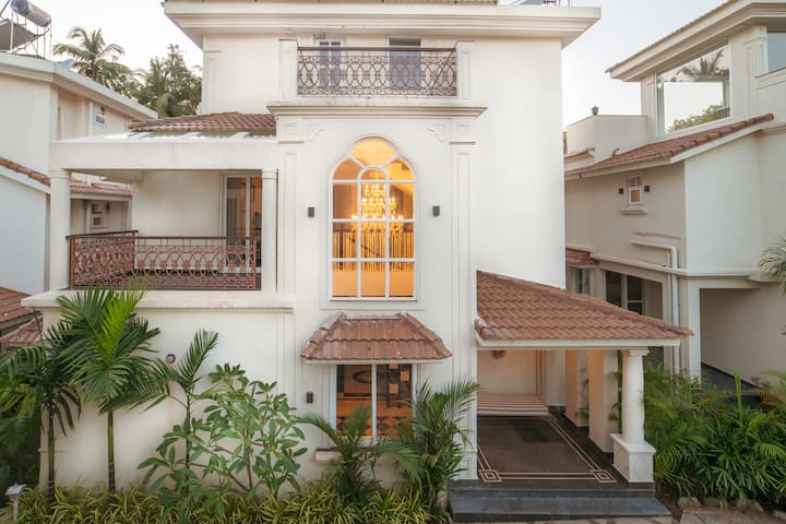 The villa facade during the day
