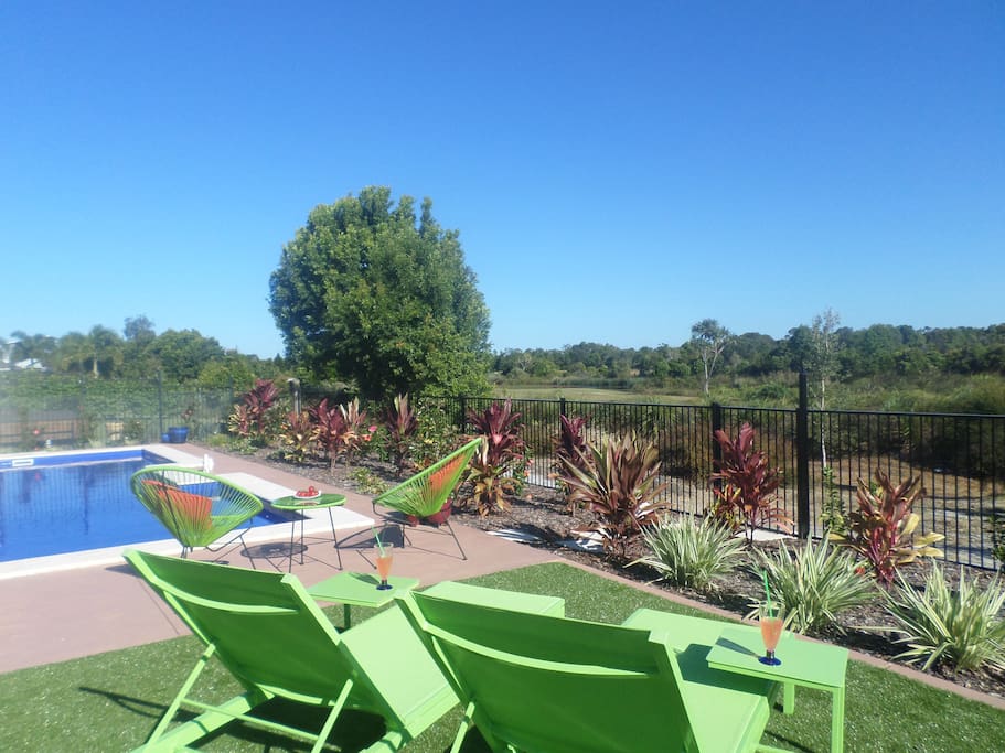 Sun Loungers looking towards golf course & Lake