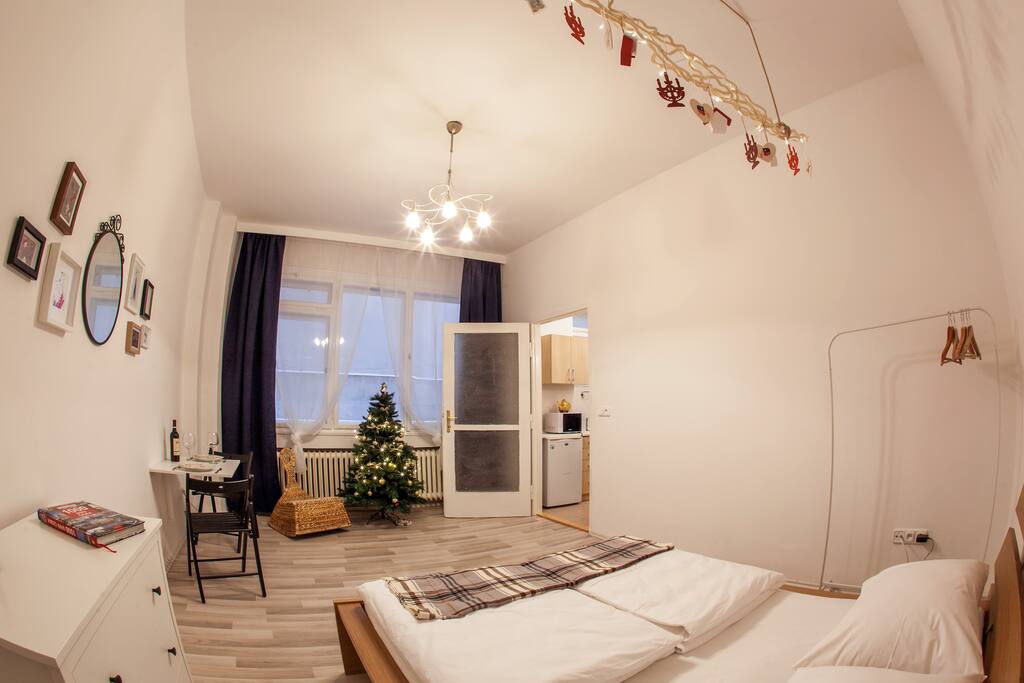 Bedroom with double bed (140*200 cm double-bed with professional 5-star hotel Turkish linen). Very comfortable!