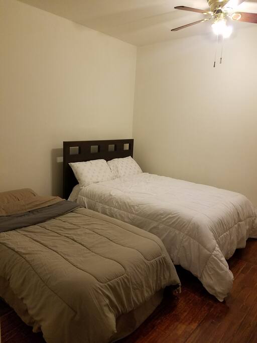 Double bed & elevated twin air mattress ready to welcome multiple guest