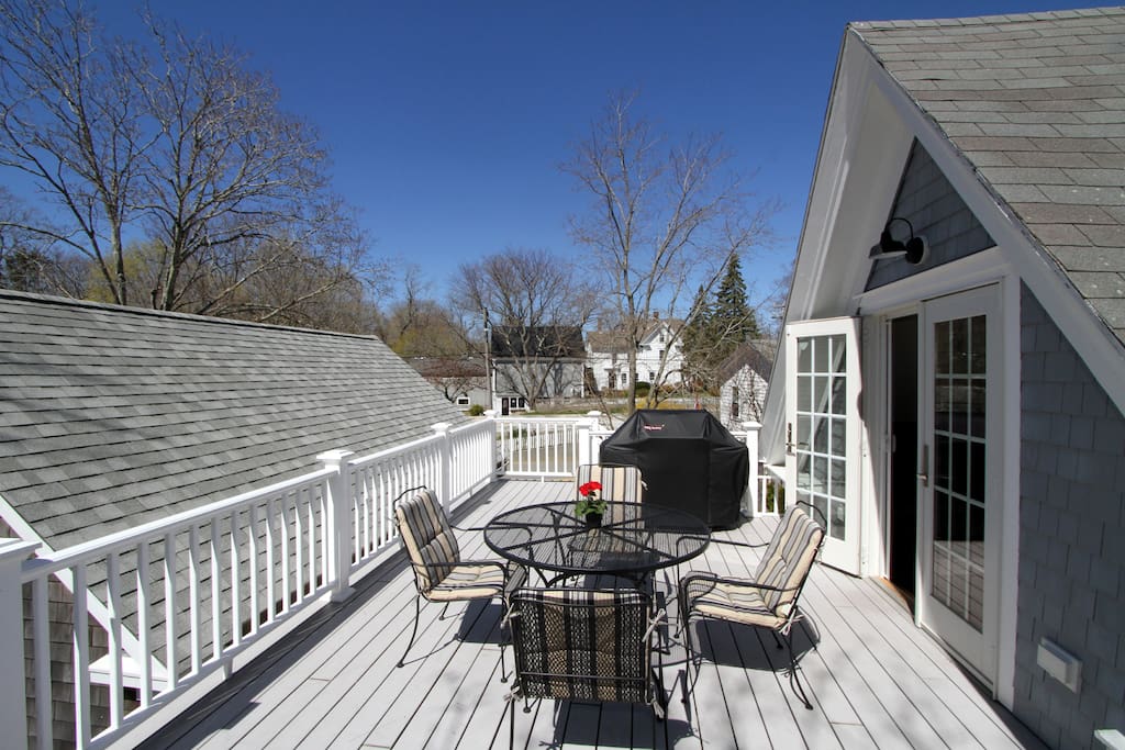your private deck, up the outside stairway and through the french doors into your kitchen . great sunsets