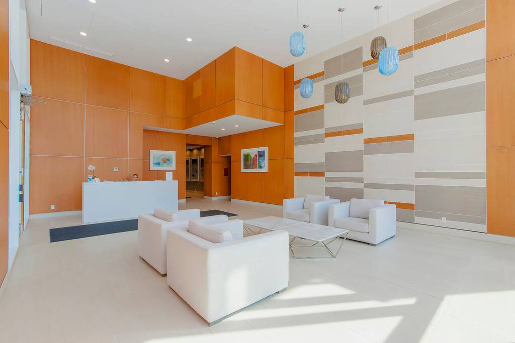 The lobby of the building with concierge available during the day.