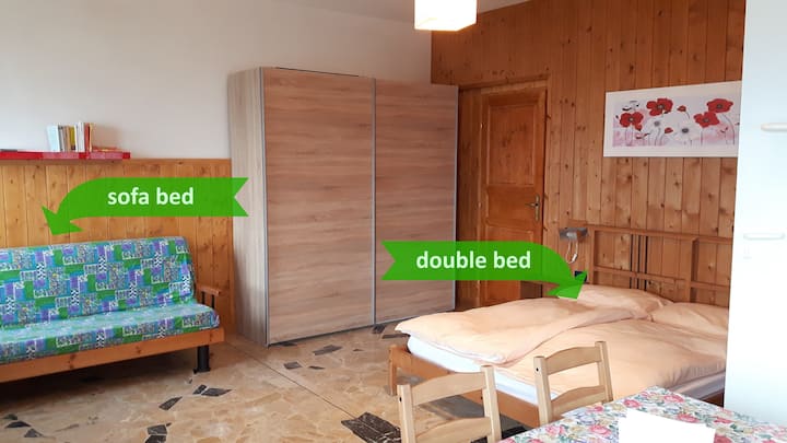 Удобна соба со двоен кревет и кауч на спуштање