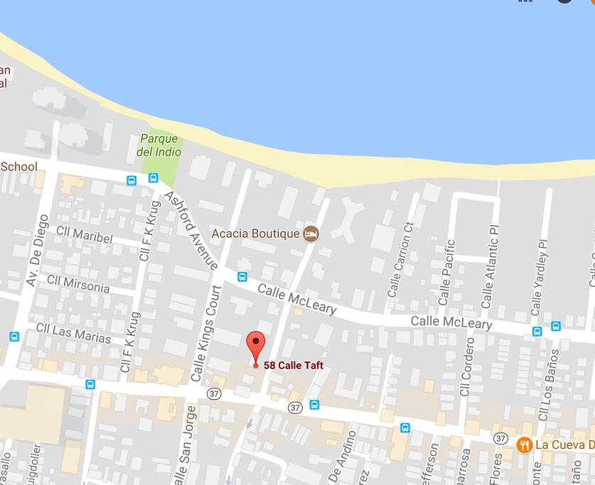 Map to Beach (1 block)