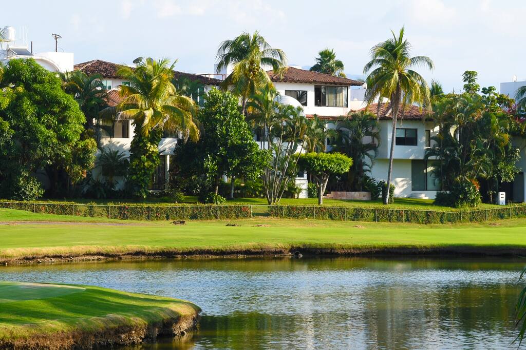 Condominium from golf course & lake