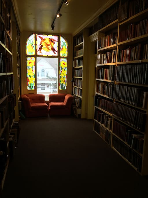 The library is stocked with 5,000 books.