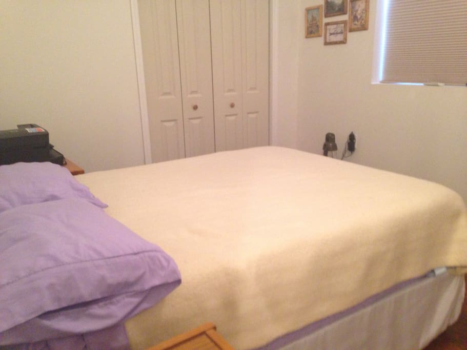 Nice comfortable double bed with drawers to store clothes if you need.