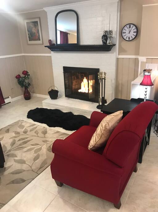 Candle lit fireplace