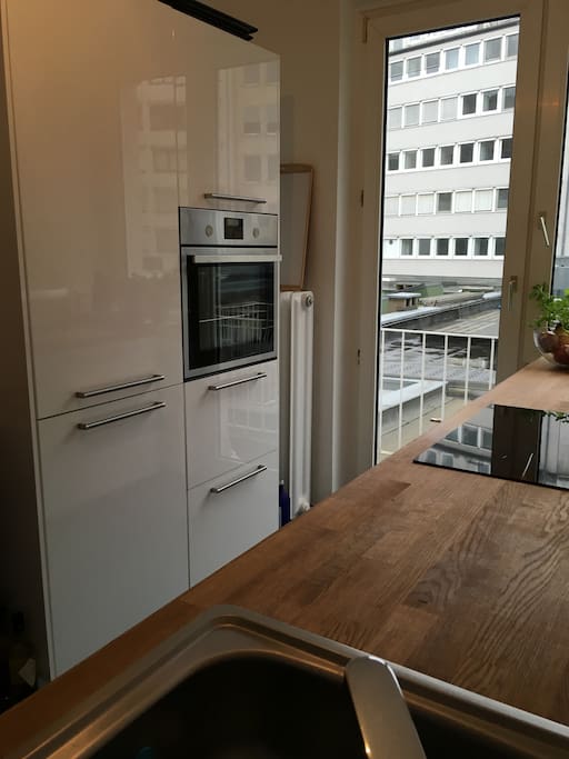 full equiped kitchen with induction hob, fridge, freezer, dishwasher, oven