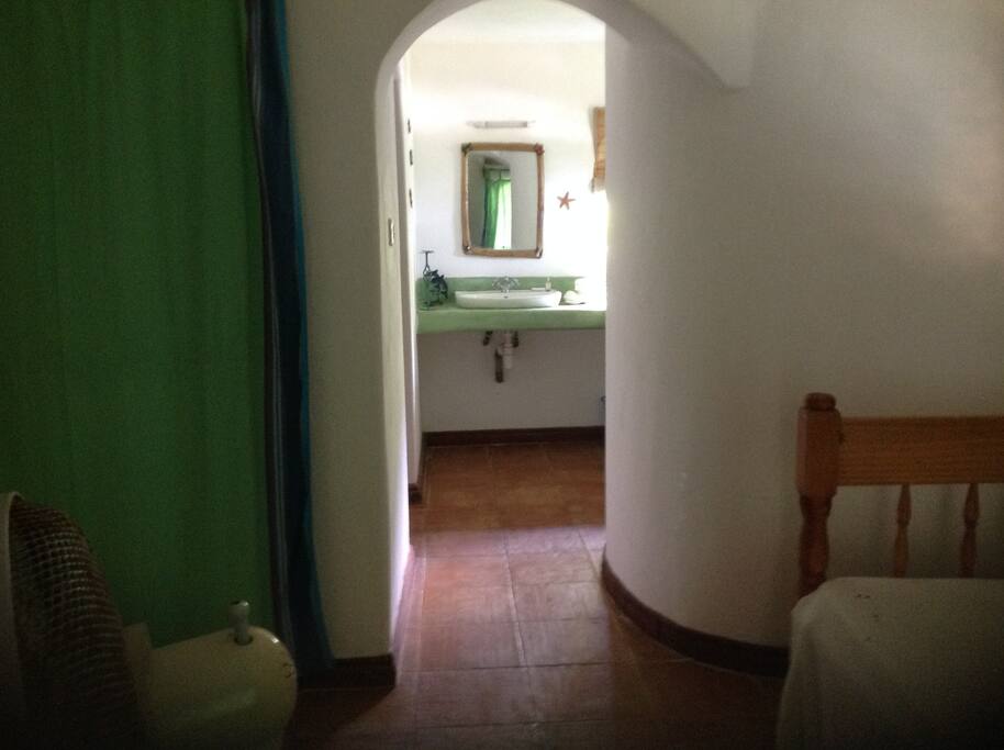 View of bathroom from bedroom
