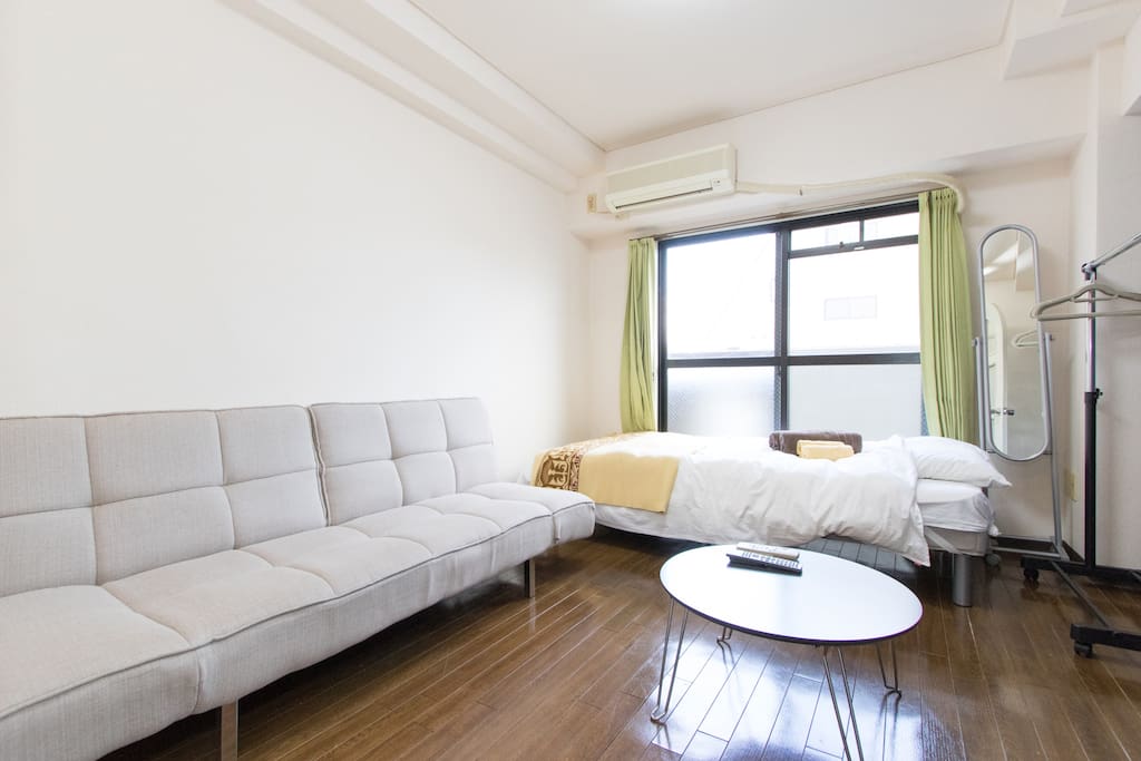 Sofa bed and a semi double bed