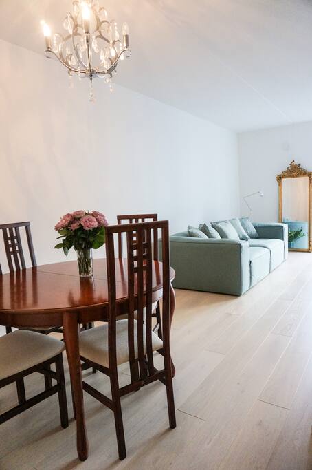 Dining table and sofa