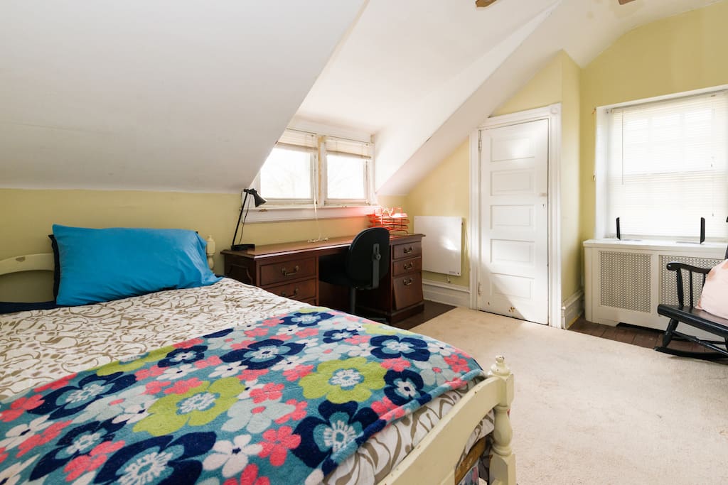 Warm, comfortable twin bed. Rocking chair.