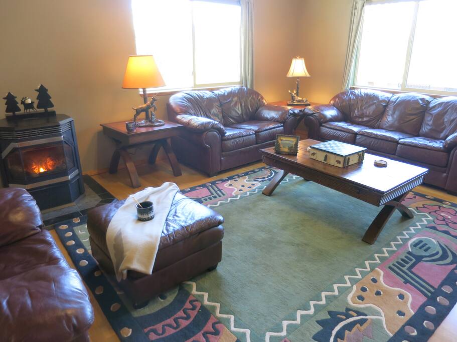 COZY LIVING ROOM HAS A PELLET STOVE