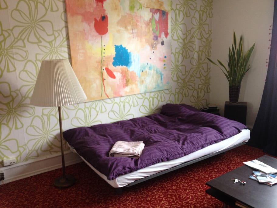 The futon bed.