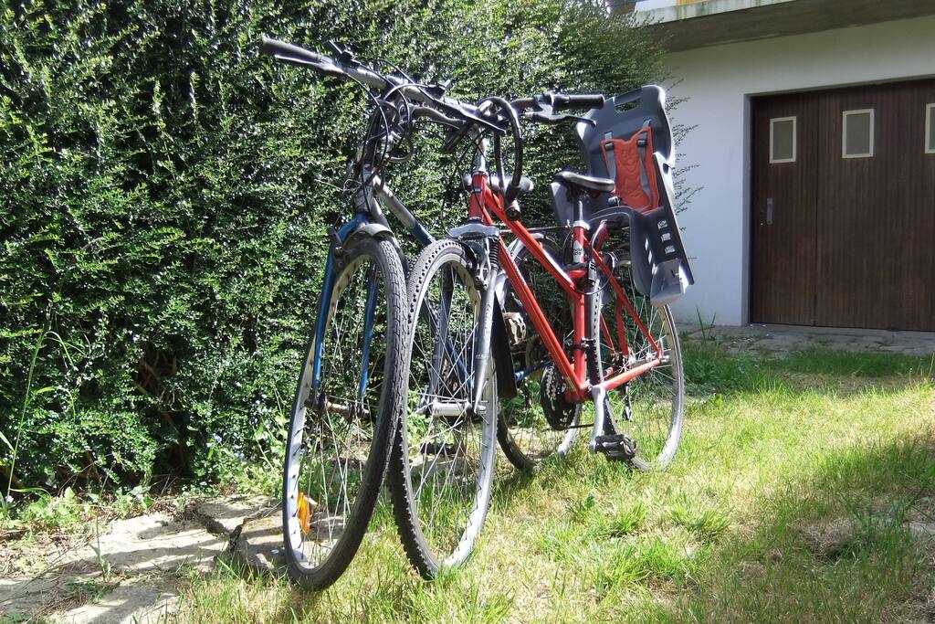 2 vélos adultes et un siège enfant à disposition pour vos ballades
