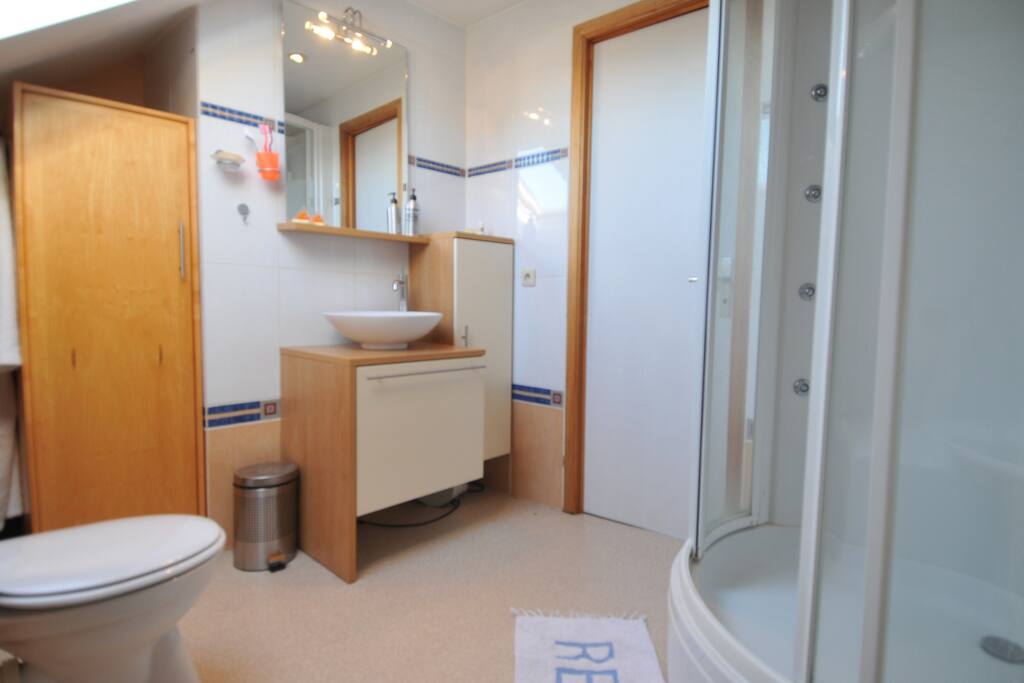 Salle de douche avec WC.