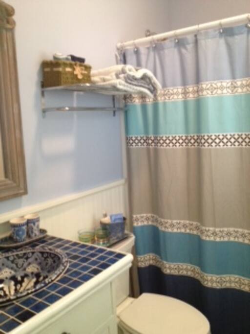Private bath with full tub. Pristine clean
