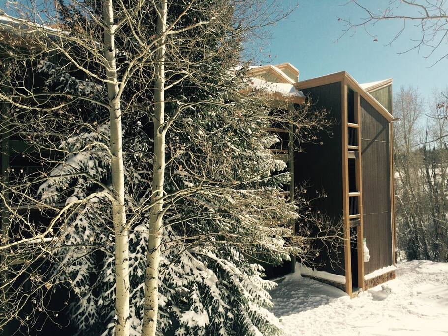 Right outside the door are miles of cross-country skiing, snowshoeing, and hiking trails.