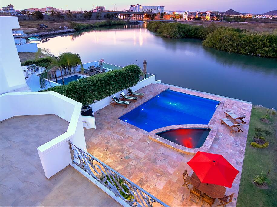 Pool and terrace views from the roof terrace.