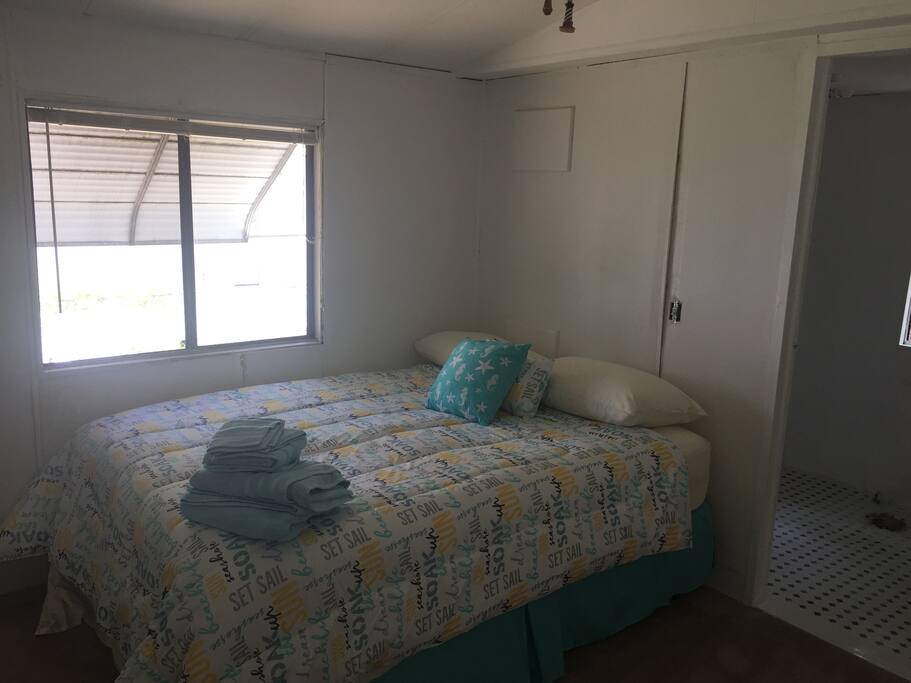 Comfy queen size bed with large private bath