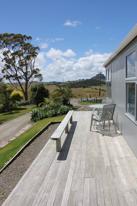 Front deck looking towards entrance and Maungarahu