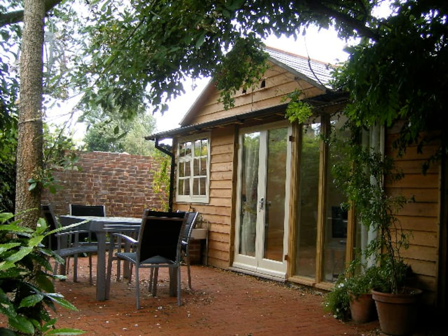Another view of the private and secluded outside sitting area.