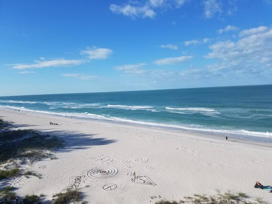 view of beach from all windows