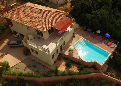 Villa near St-Florent, Panora view, mountain, sea