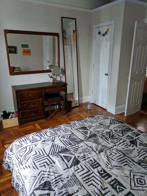 Full length and magnifying mirror.
