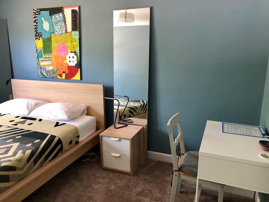 Room is equipped with a desk for you to comfortably work.