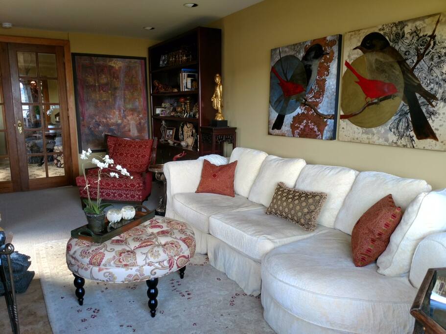 Living room with wide-sweeping views of the Bay