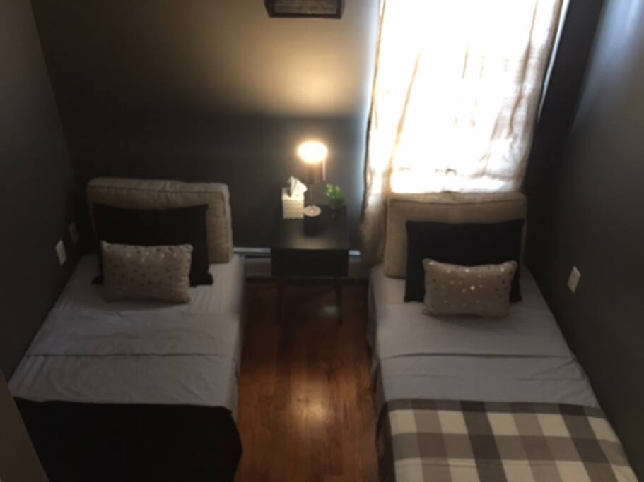Room can accommodate two beds.