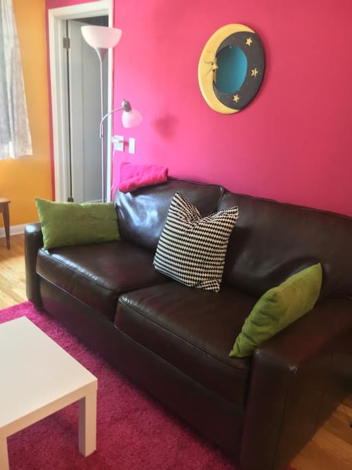Leather sofa (memory foam pull-out inside)