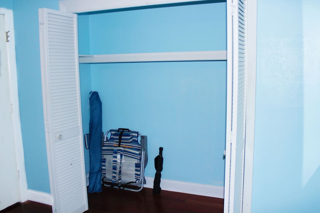 Large Closet/Beach Chair and Umbrellas