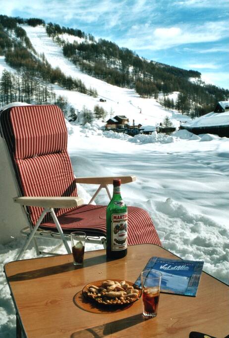 terrasse sud vue pistes