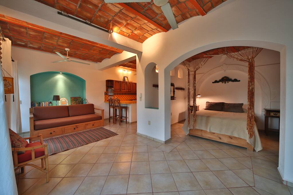 living space and bedroom