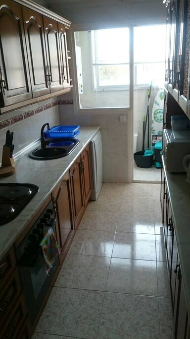 Washing macnie, dishwasher, fridge, kettle, toaster.