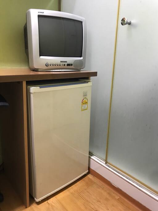 Tv and fridge