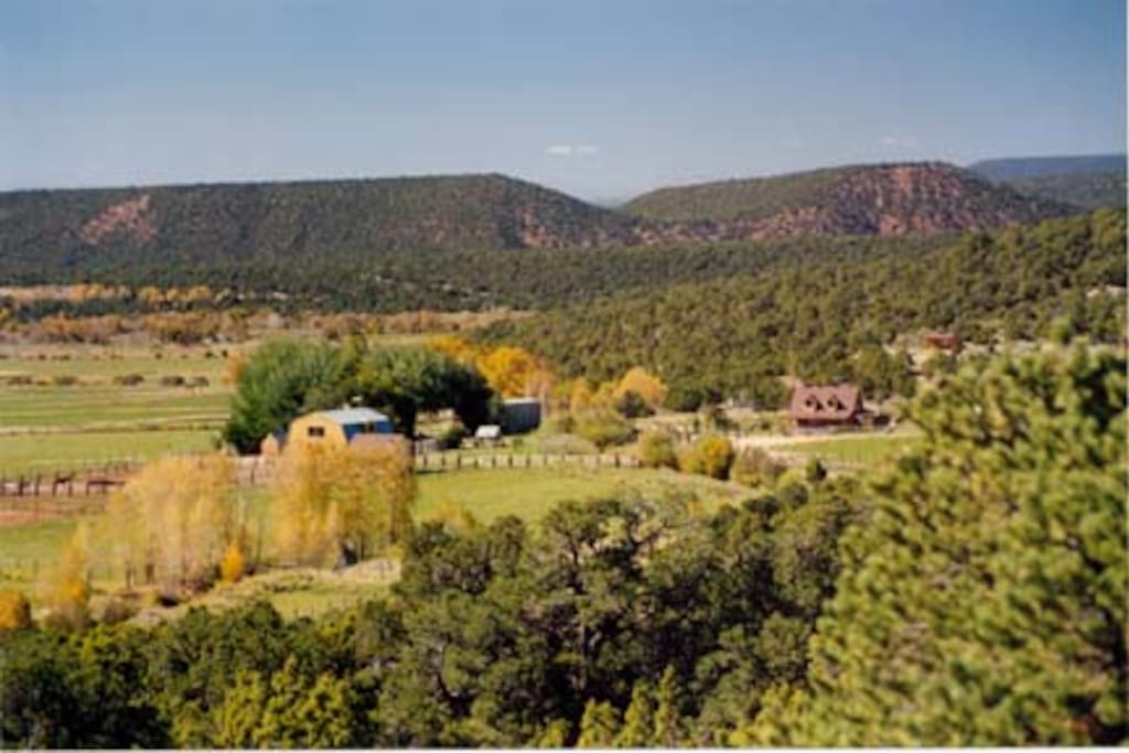 The view of the ranch from the hills above.
