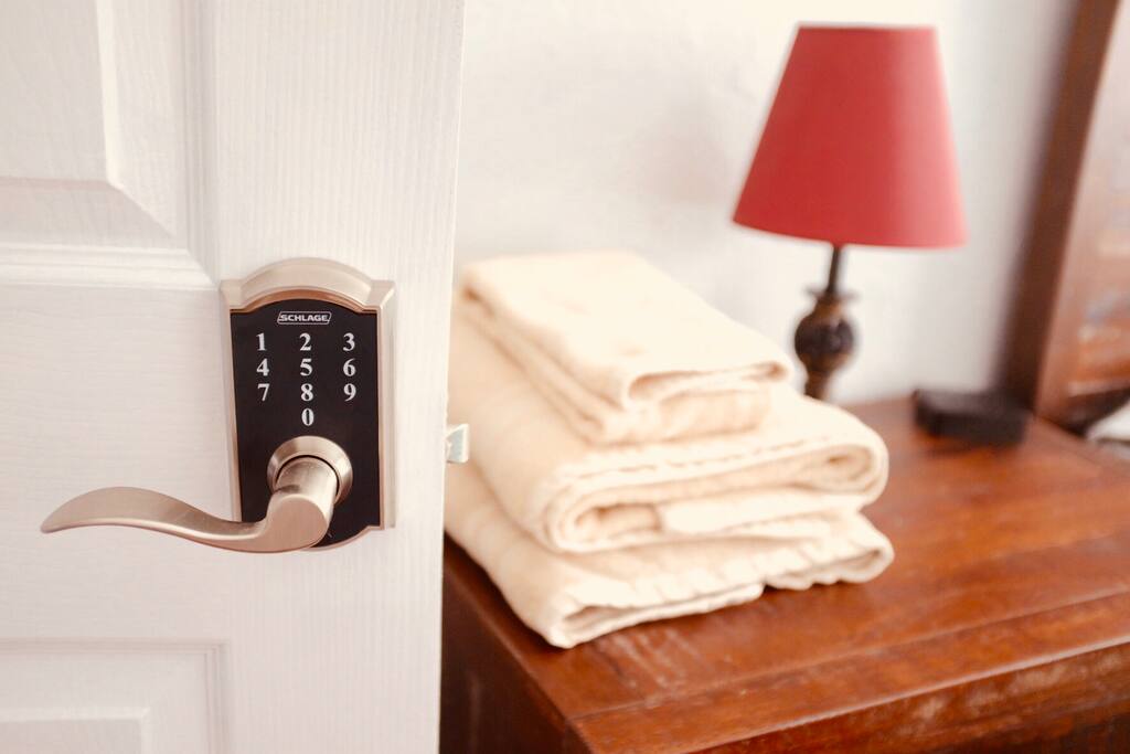 Bedrooms 2 & 3 have locks that use a pre-programmed code when locked.