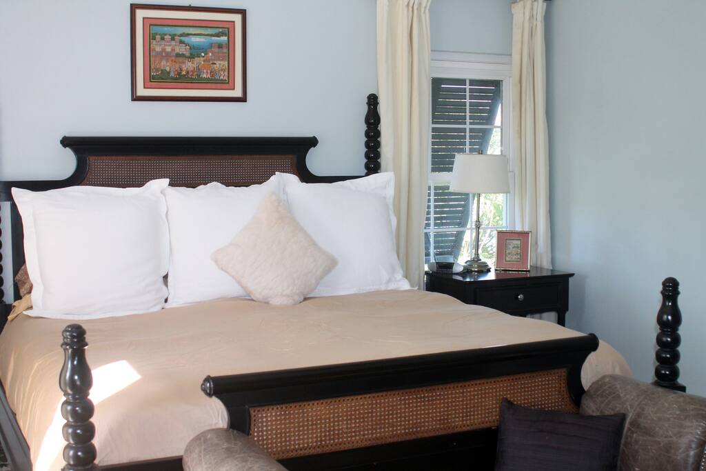 Come and relax in a King Master bedroom with it's own balcony and fireplace sitting area