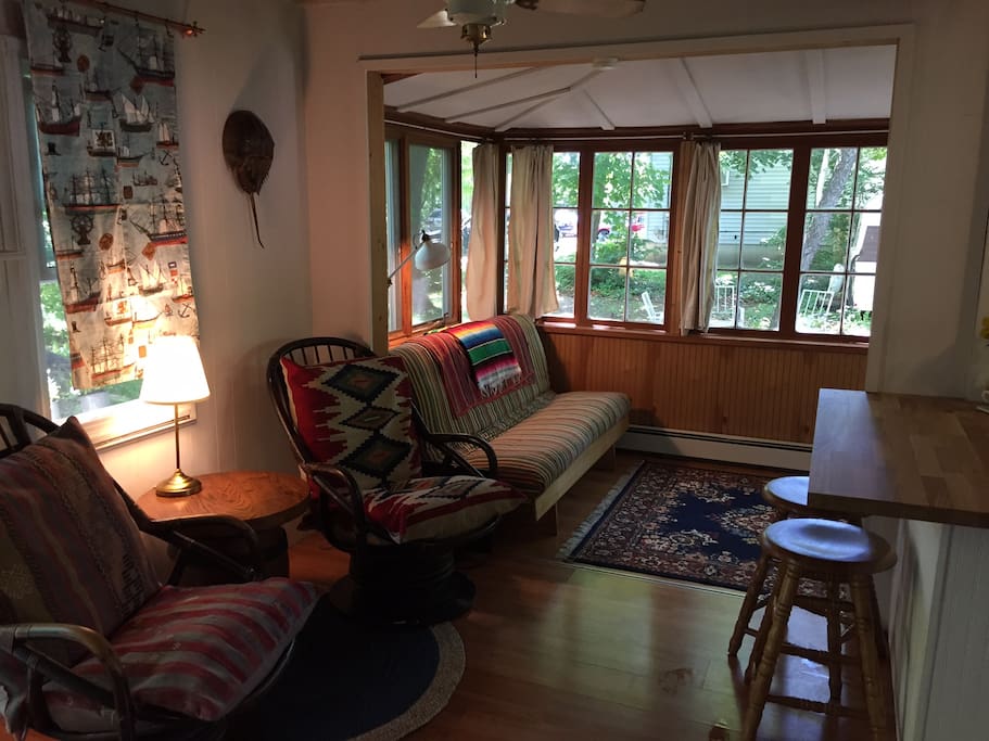 The front room and wall of windows.